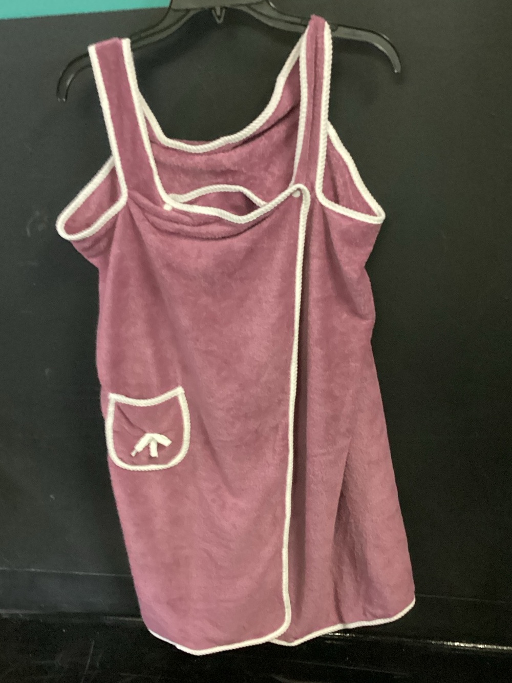 Plum Sleeveless Wrap Towel Dress with Contrast Trim